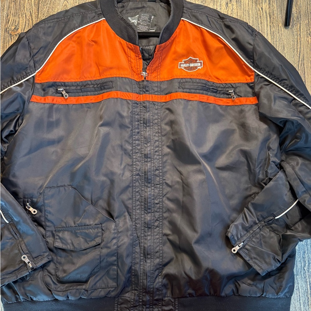 Harley-Davidson Men's Black‎ and Orange Bomber Jacket